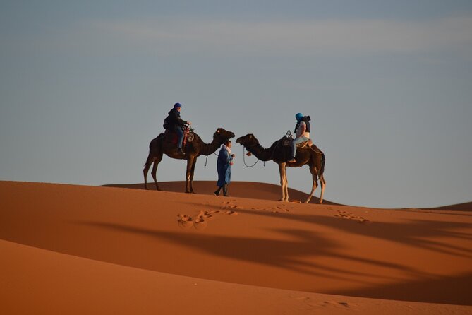 3 Days Desert Trip From Marrakech to Merzouga Desert - Camel riding into camp at sunset