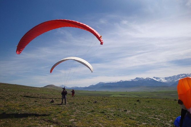 Agafay Desert Paragliding DUO Experience from Marrakech - The view over desert, lake, and Atlas peaks