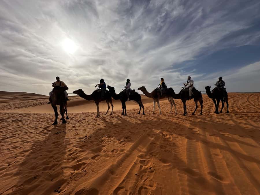 From Marrakech: 3-Day Sahara Tour with Private tent & Meals - Sunset by camel at Erg Chebbi