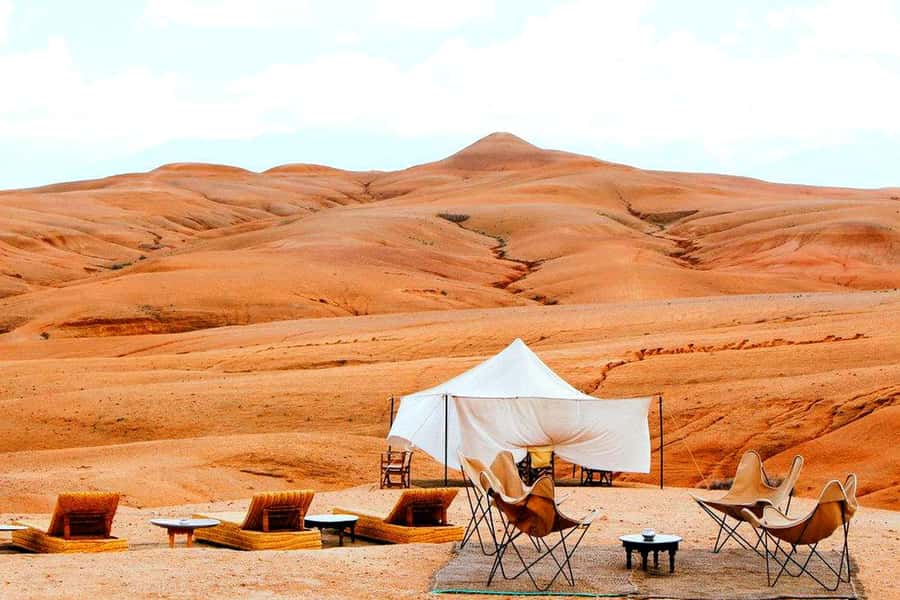 From Marrakech : Agafay Desert Sunset Dinner with Camel Ride - Berber music and the fire show