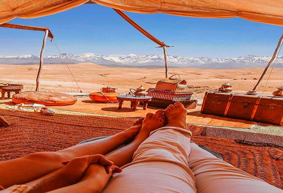 From Marrakech: Agafay Desert Sunset Dinner with Live Show - Music, dancing, and the fire show