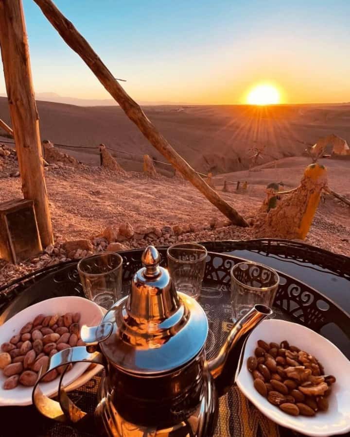 From Marrakesh: Sunset Dinner in Agafay at Berber Camp - The argan oil cooperative and Moroccan tea