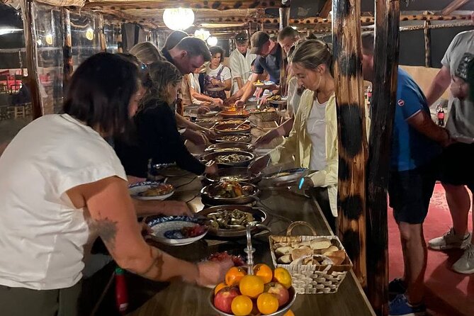 Magical dinner, sunset, music and fire show in Agafay desert - The Argan oil cooperative stop