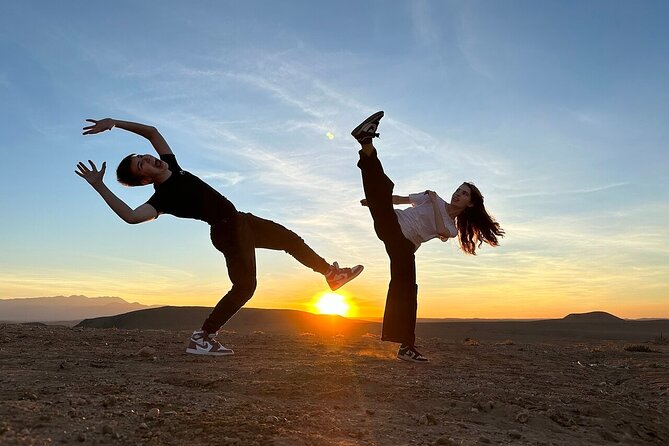 Magical dinner, sunset, music and fire show in Agafay desert - Sunset over the Atlas Mountains