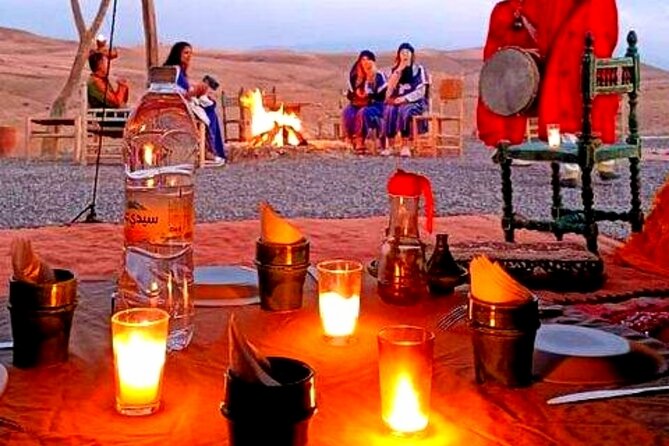 Marical dinner and camel ride at sunset in Desert of Marrakech - Sunset dinner, Moroccan food, and music