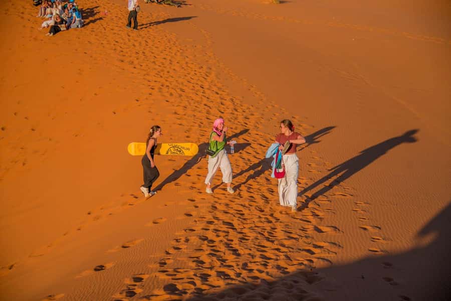 Marrakech: 3-Day Merzouga Desert Tour Camel & Sandboarding - Sunset by camel is the emotional high point