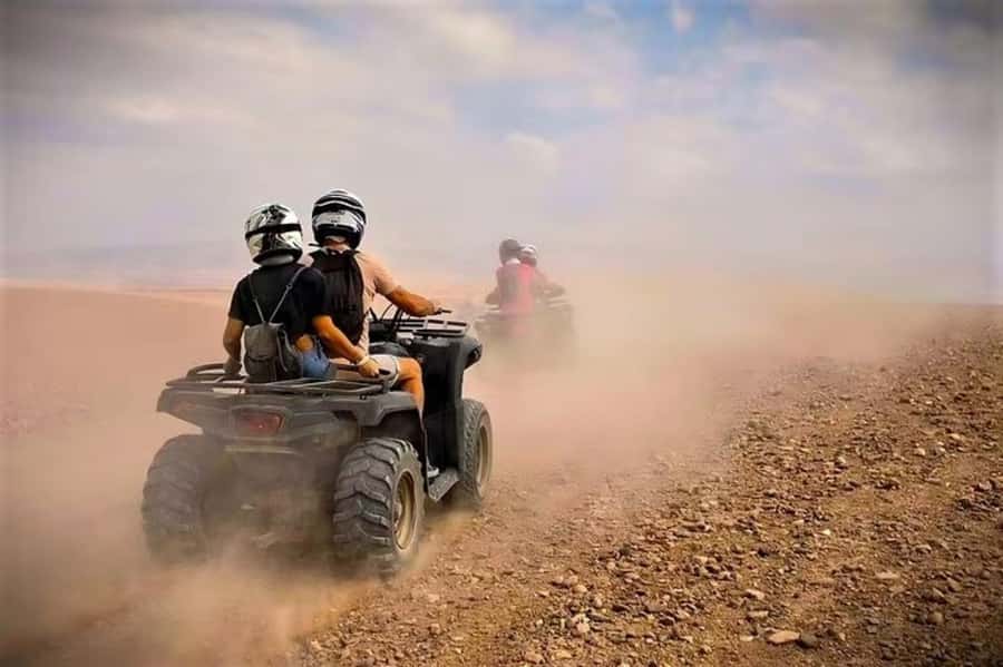 Marrakech: Agafay Desert Quad Biking, Camel Ride Fire Show - Pickup from Marrakech between 3:00 and 4:00 PM