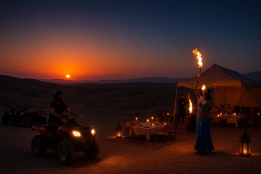 Marrakech: Agafay Desert Quad Biking with Dinner & Show - Riding through Agafay’s rocky desert