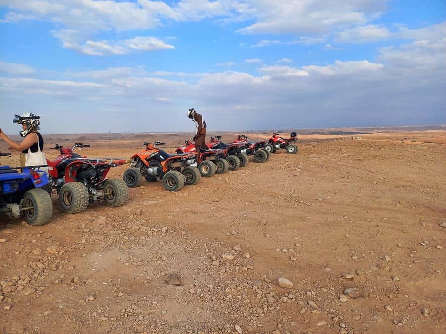 Marrakech: Desert and Palm Grove Sunset Quad Tour with Tea - Sunset photos in the palm grove