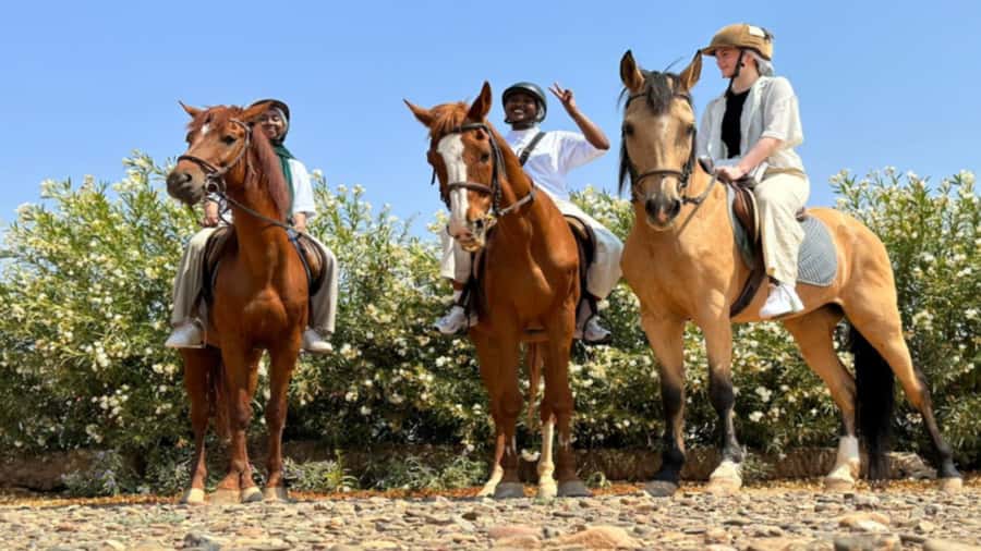 Marrakech: Desert and Palmeraie Horse Riding Tour & Transfer - Mint tea beside the eco-lodge pool