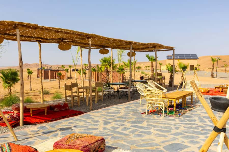 Marrakech: Dinner in Agafay Desert, Fire show & Camel Ride - Dinner under the tent canopy