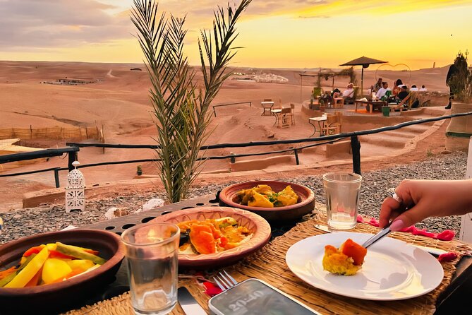 Marrakech: dinner in Agafay desert with a fire show & camel ride - Dinner with tagine, couscous, and soup