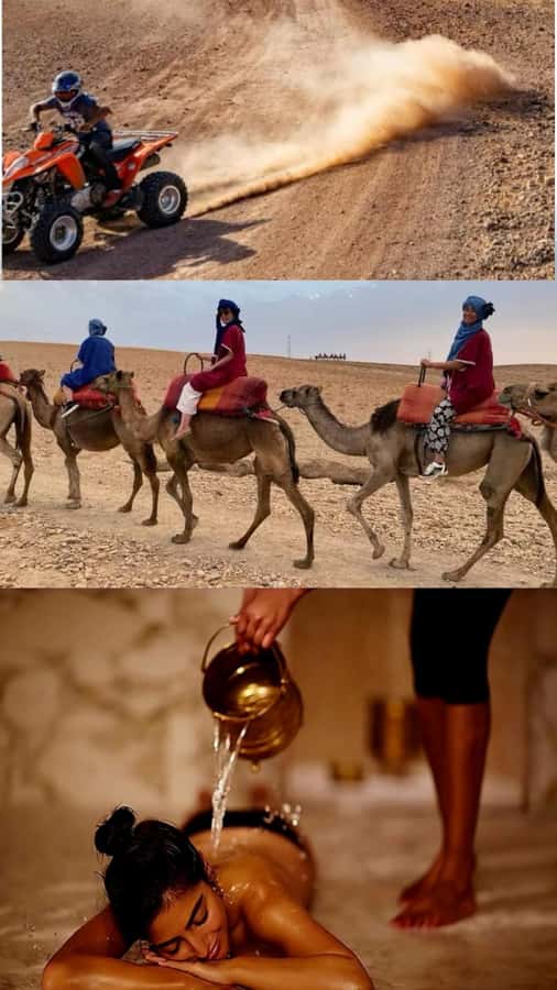Marrakech: Full-Day Camel Ride, Quad Bike, & Spa Tour - Camel riding among Agafay’s rocky hills