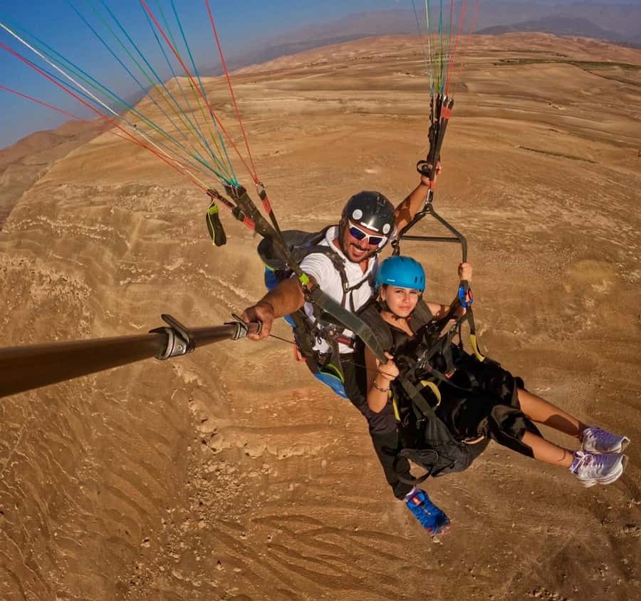 Marrakech: Paragliding over Agafay Desert & Atlas Mnt Views - GoPro Footage, Tea, and the Optional Camel Ride