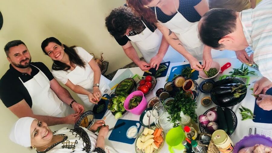 Marrakech: Traditional Moroccan Cooking Class & Market Visit - Preparing salads, tagines, and Moroccan pastry