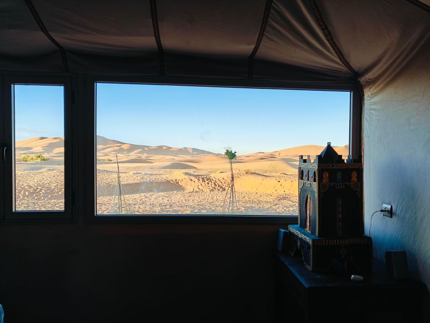 Merzouga: Overnight Stay in Luxury Desert Tent with Dinner - Dinner, tea, and the evening by the fire
