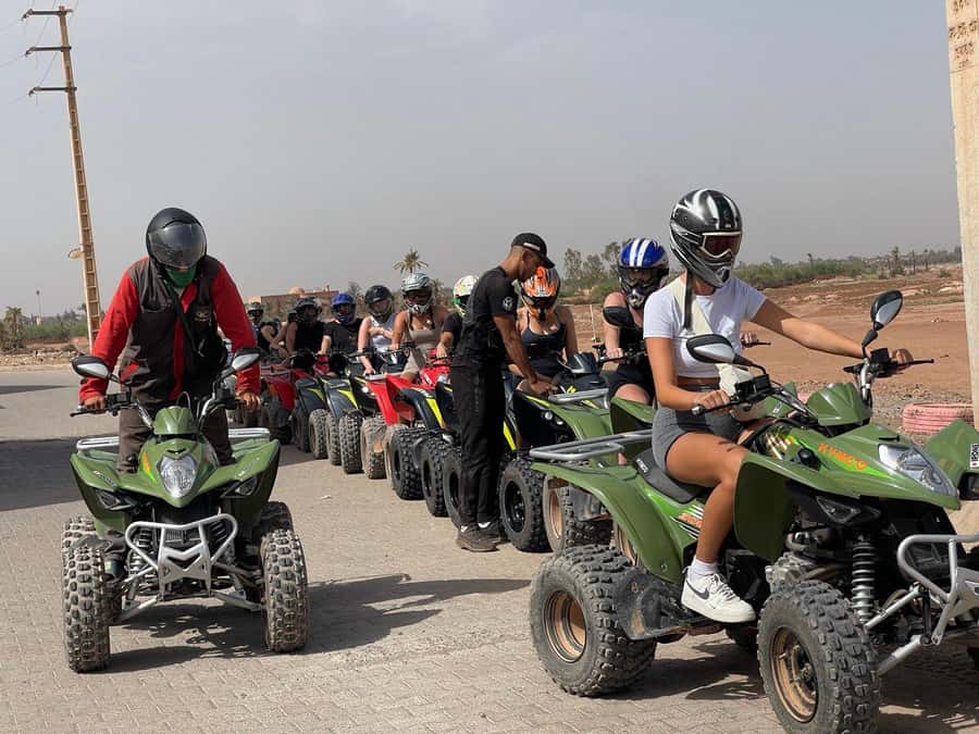 Quad biking in Marrakech's desert palm grove - Getting suited up with a helmet and goggles